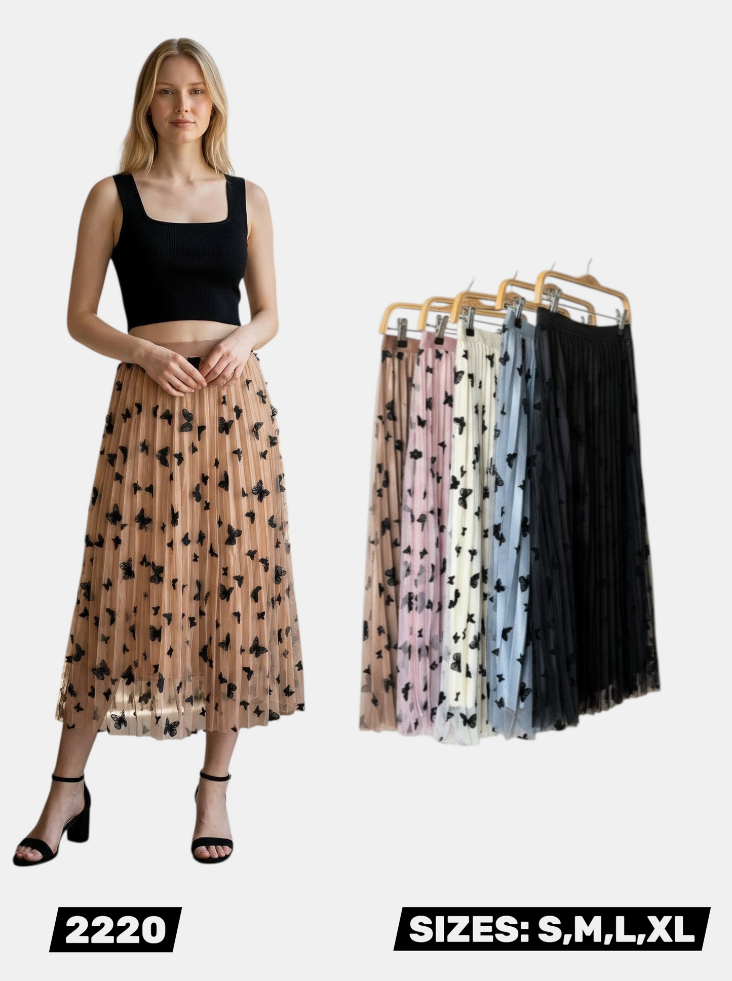 2220 MESH BUTTERFLY LONG SKIRT- $108/ 2 DZN