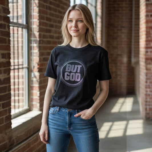 Sparkly 'But God' T-Shirt - Black
