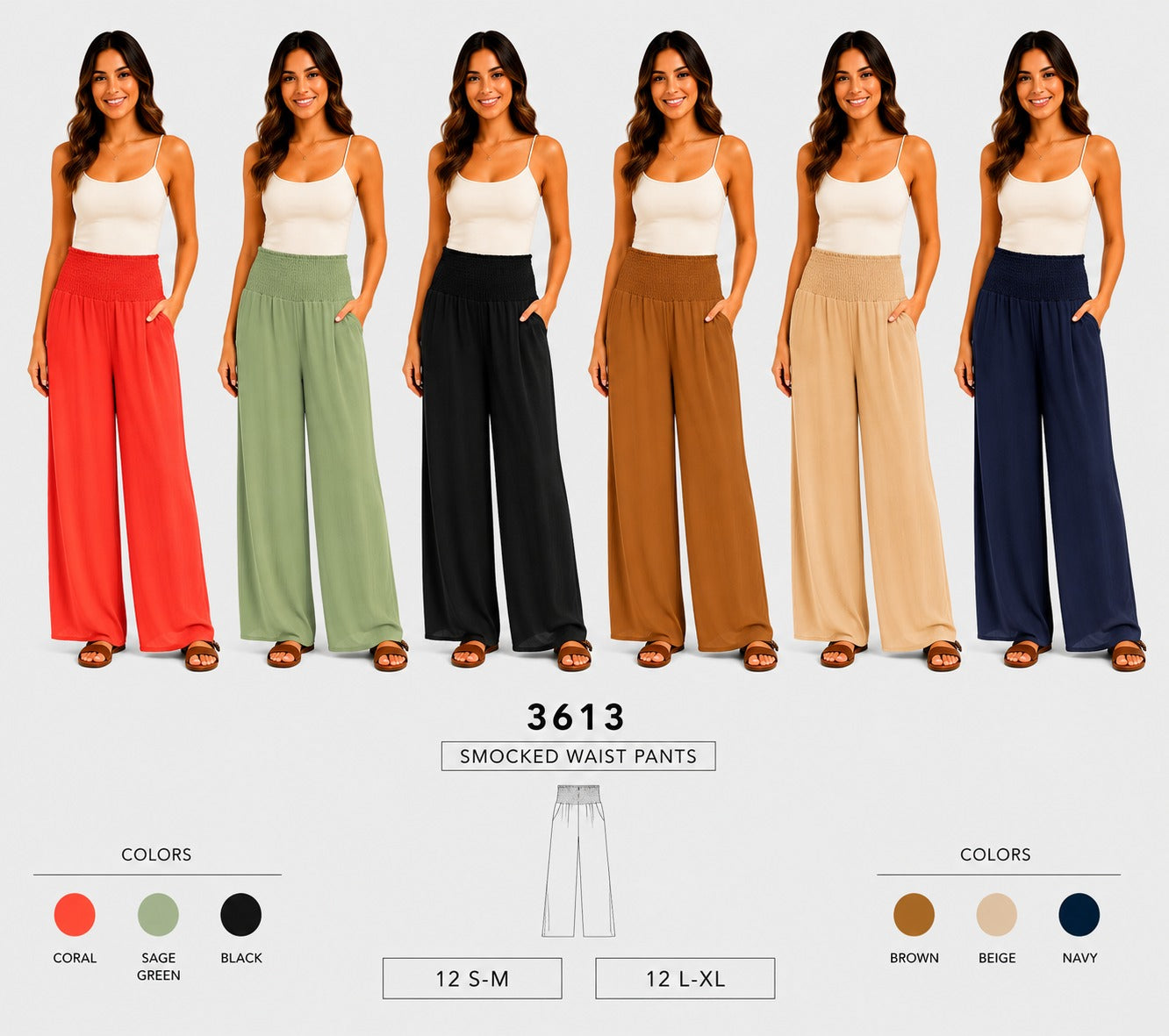 Smocked Waist Pants (12 S-M / 12 L-XL) 24 PCS