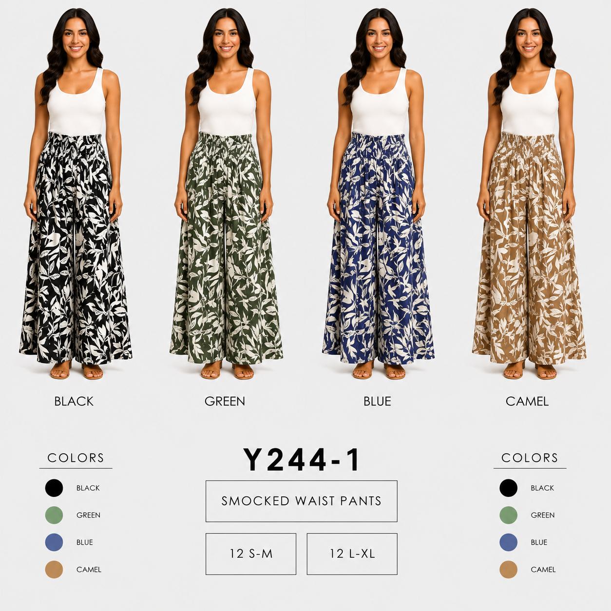 Smocked Waist Pants (12 S-M / 12 L-XL) 24 PCS Y244-1