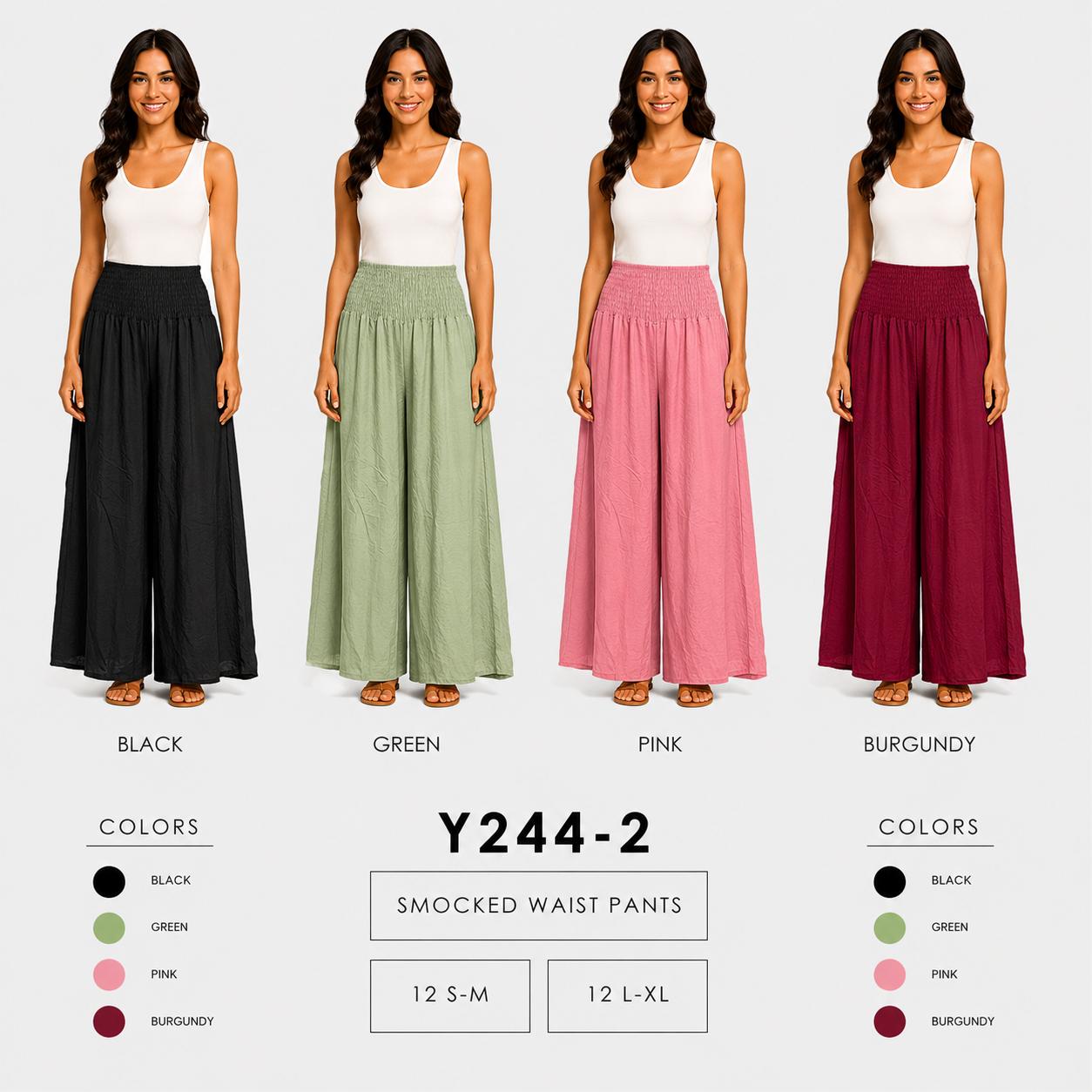 Smocked Waist Pants (12 S-M / 12 L-XL) 24 PCS Y244-2