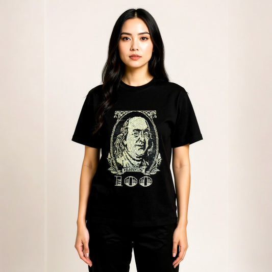 Sparkly Benjamin Franklin T-Shirt - Black