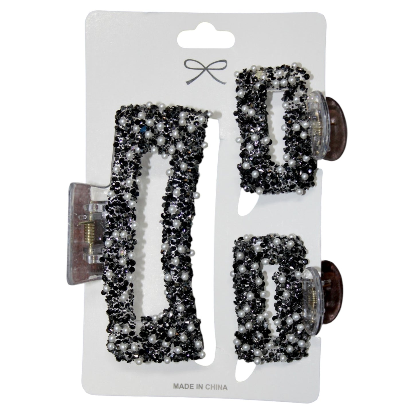 Sparkly Hair Clip Set - Black (1 Dzn)