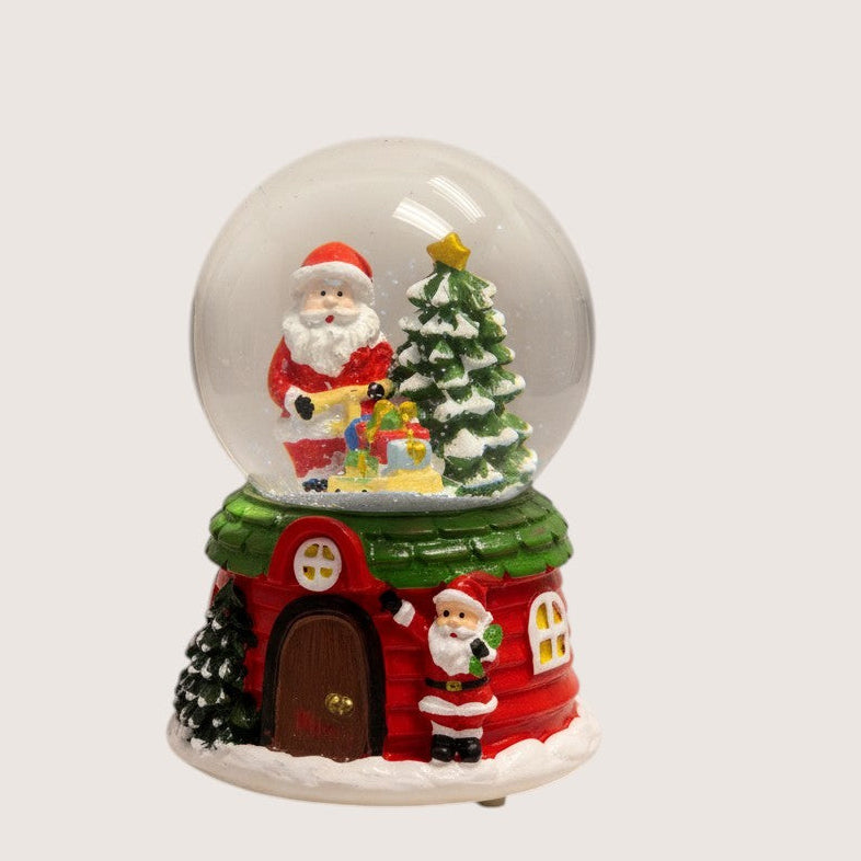 Christmas Snow Globe with Light Musical Snowflakes Holiday Decoration- Design A