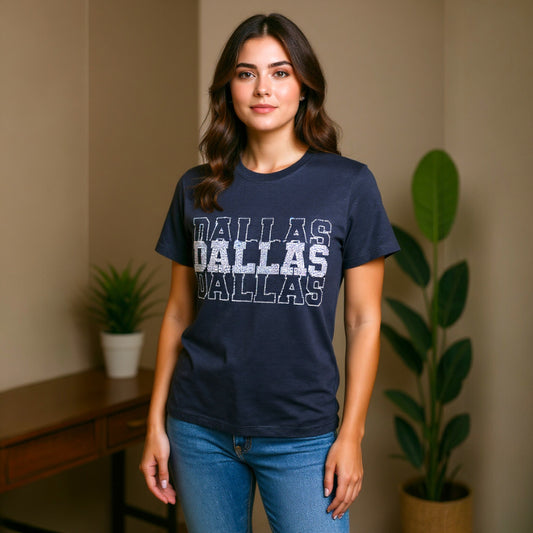 Dallas Sparkly T-Shirt - Navy