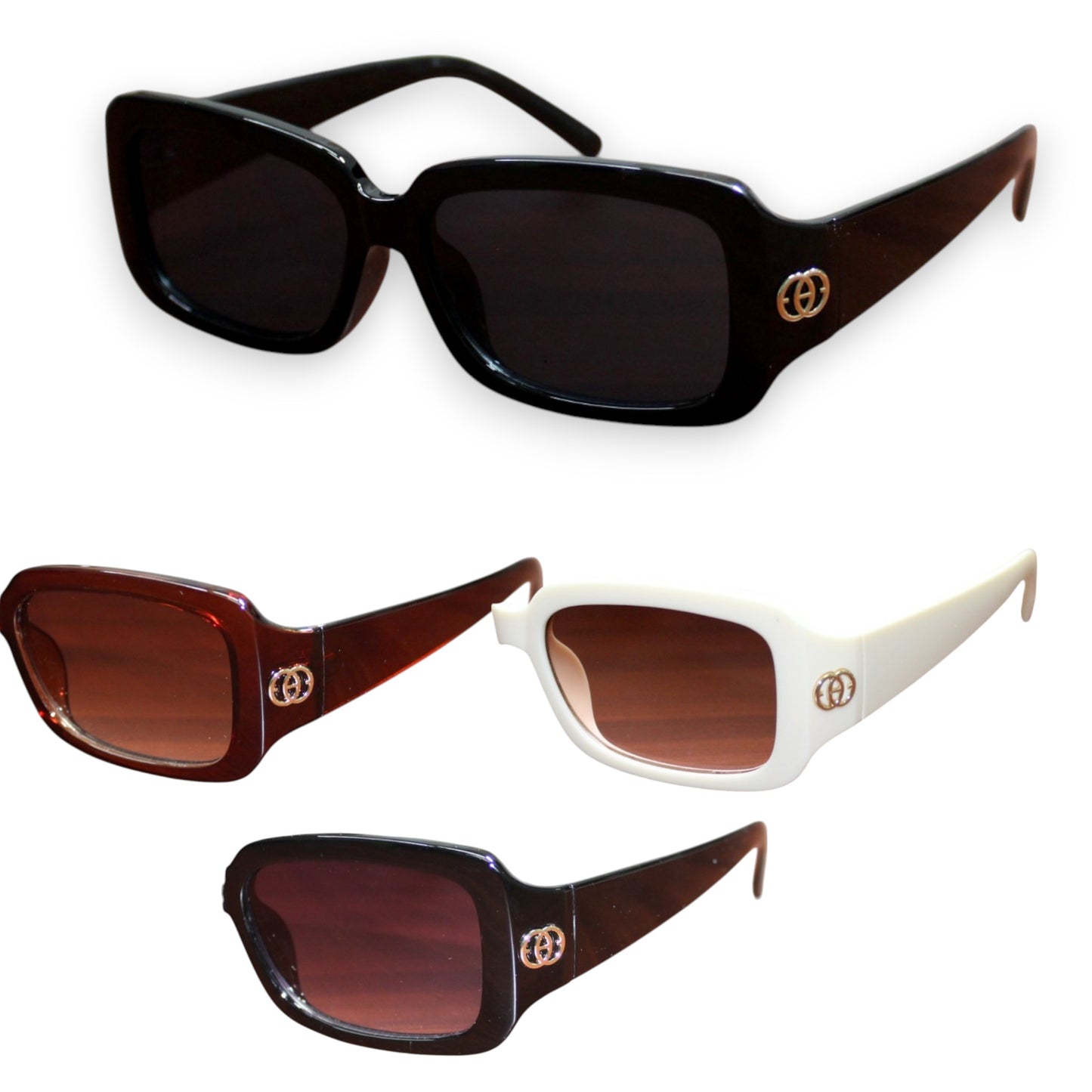 Double Circle Square Sunglass Set - 5107