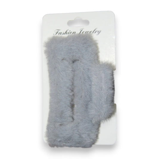 Fuzzy Hair Clip - Light Gray (1 Dzn)