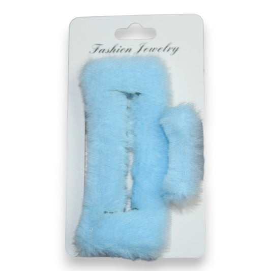 Fuzzy Hair Clip - Blue (1 Dzn)