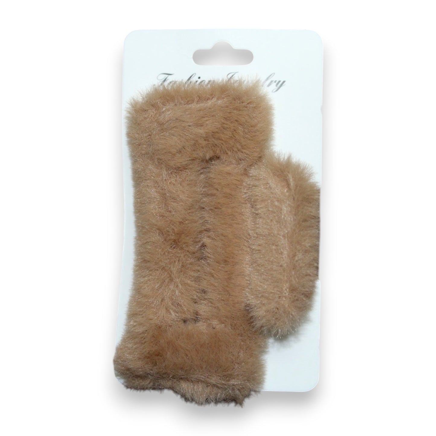 Fuzzy Hair Clip - Light Brown (1 Dzn)