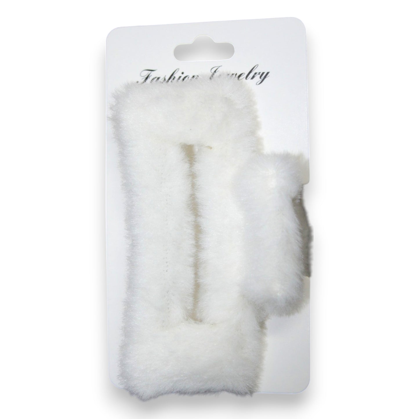 Fuzzy Hair Clip - White (1 Dzn)