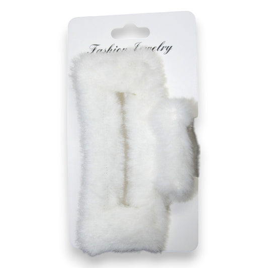 Fuzzy Hair Clip - White (1 Dzn)