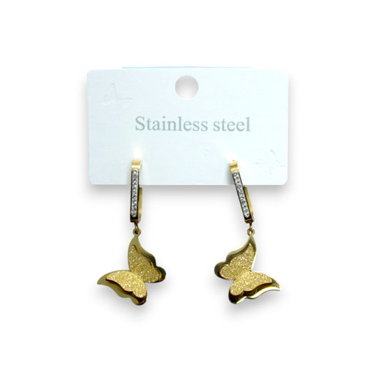 Sparkly Butterfly Bracket Earring - Gold (1 Dzn)