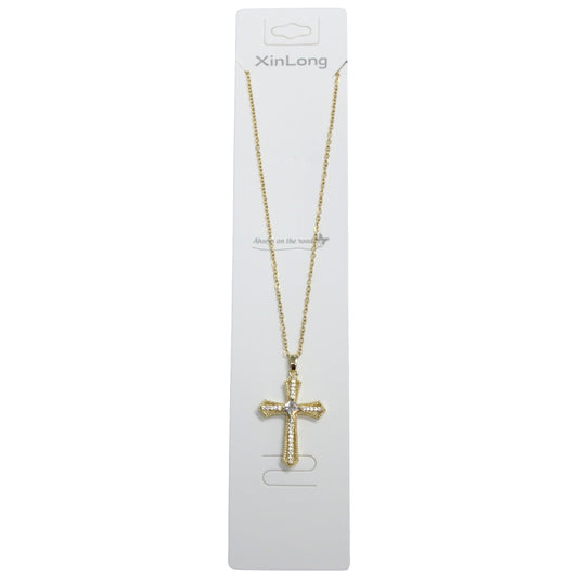Elegant Cross Necklace - Gold (1 Dzn)