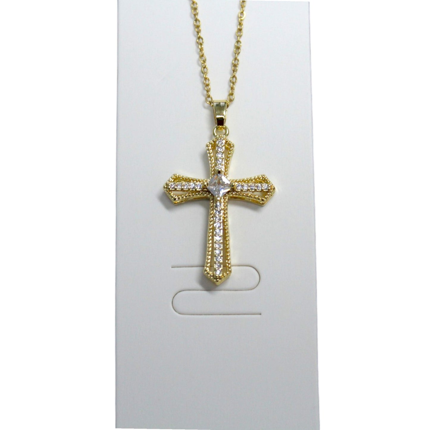 Elegant Cross Necklace - Gold (1 Dzn)