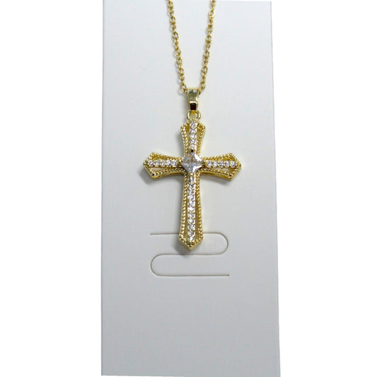 Elegant Cross Necklace - Gold (1 Dzn)