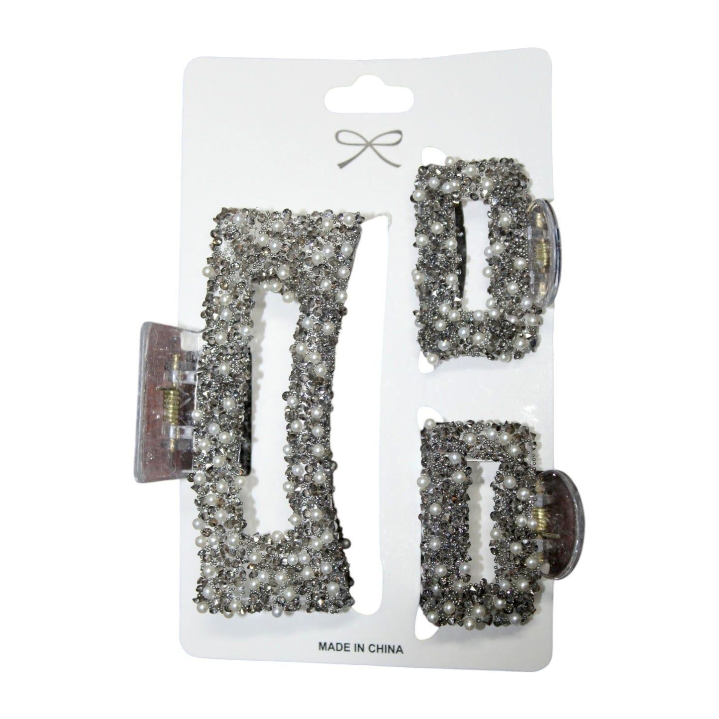 Sparkly Hair Clip Set - Gray (1 Dzn)