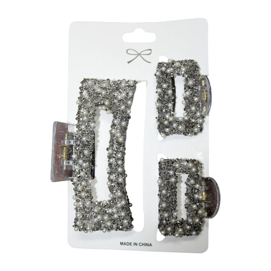 Sparkly Hair Clip Set - Gray (1 Dzn)