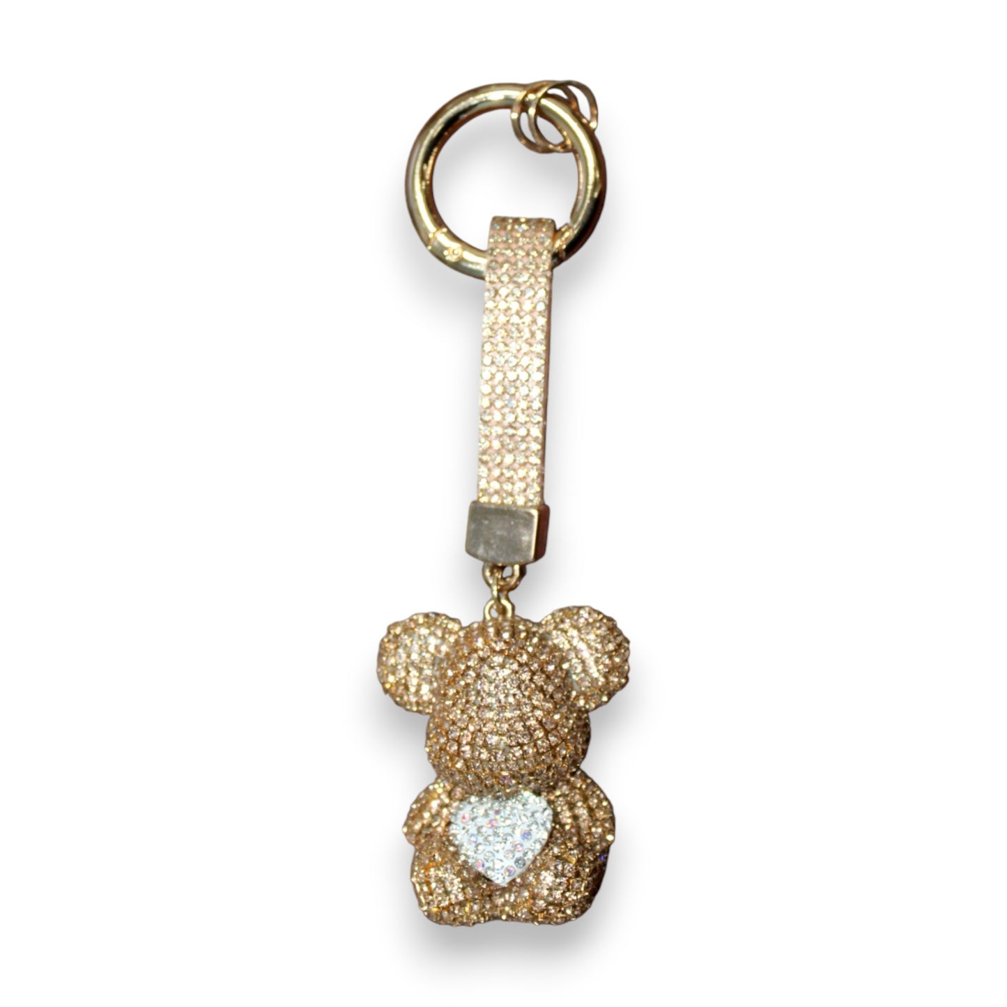 Sparkly Bear Heart Keychain Set