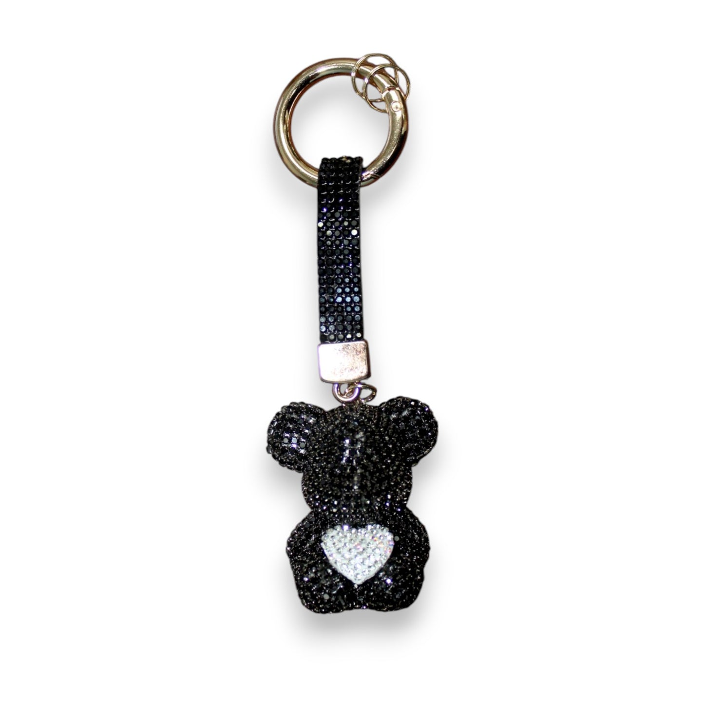 Sparkly Bear Heart Keychain Set