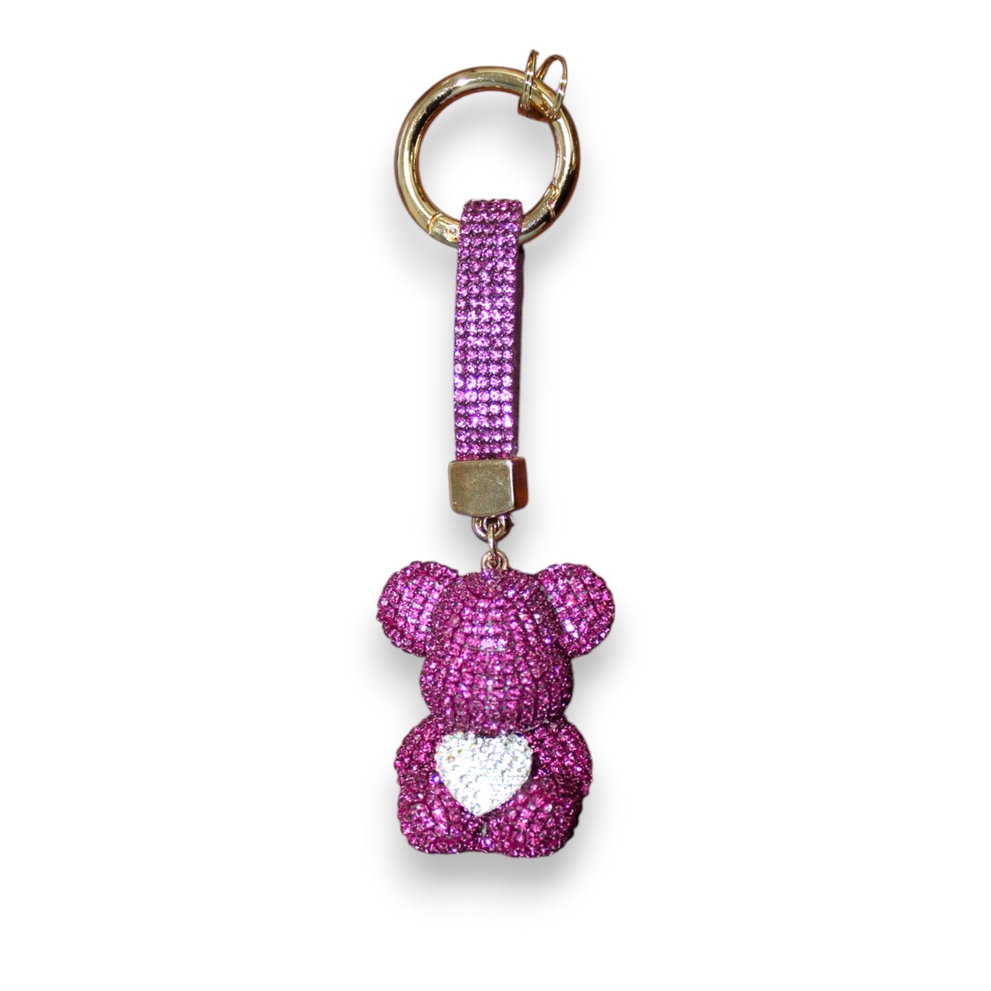 Sparkly Bear Heart Keychain Set