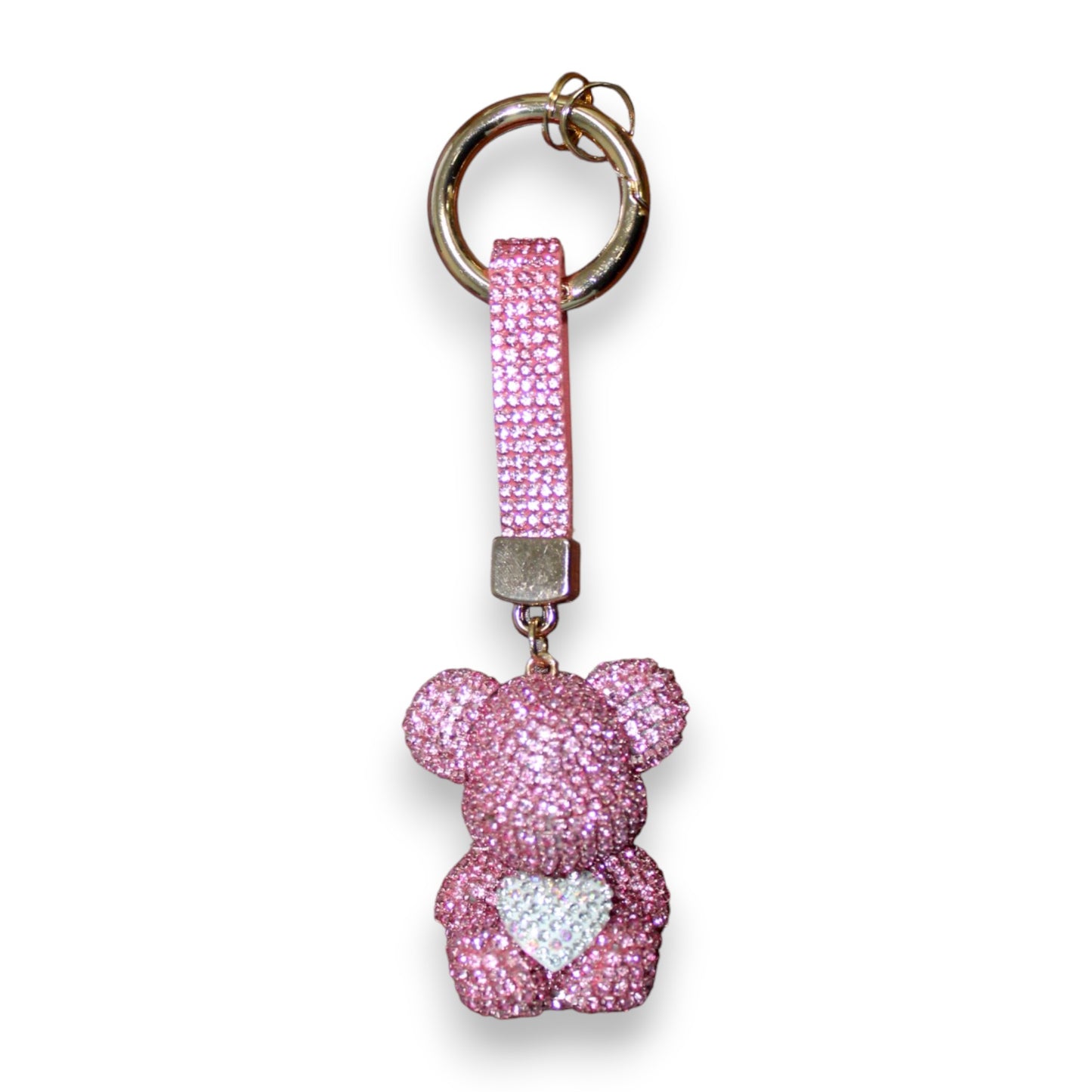 Sparkly Bear Heart Keychain Set