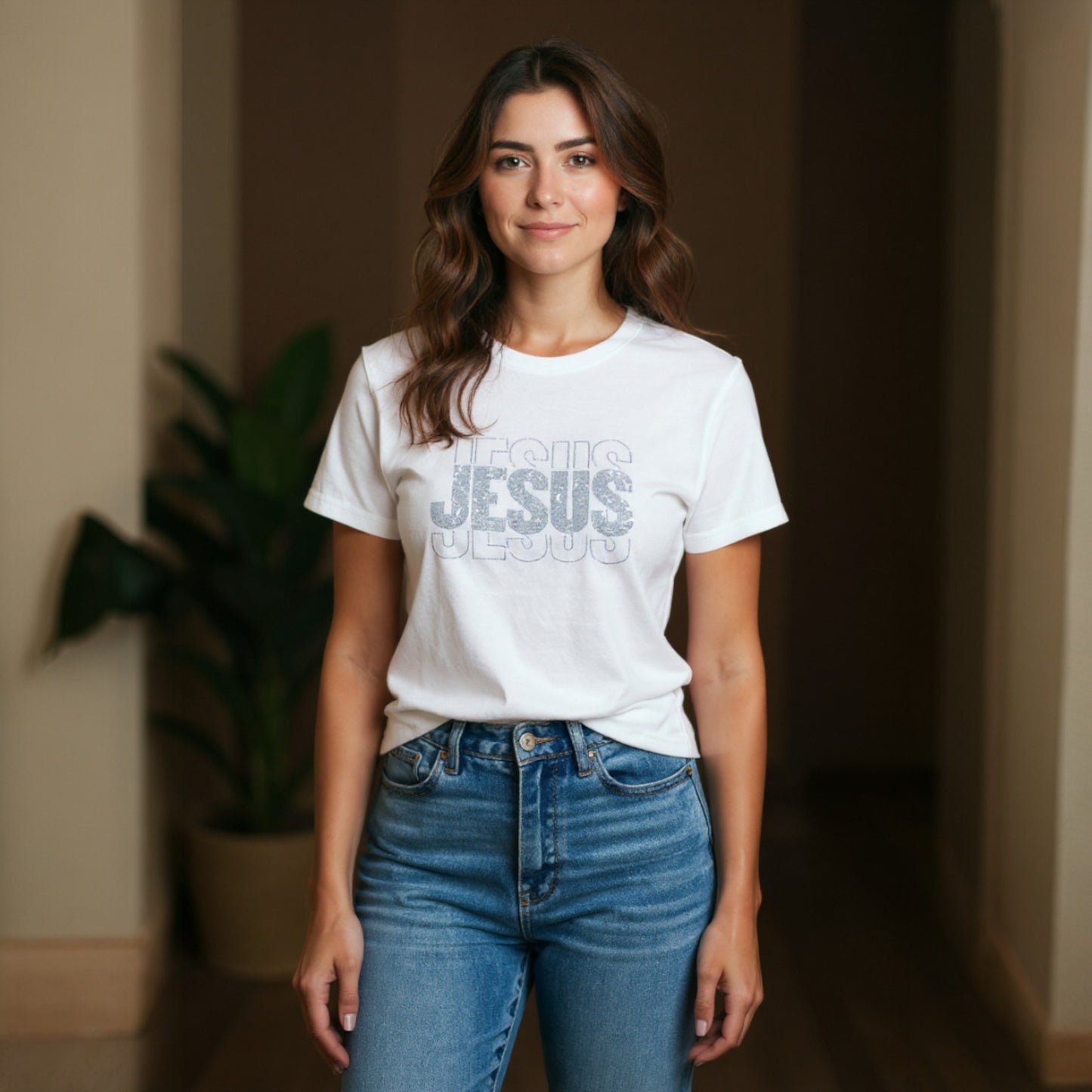 Sparkling Jesus T-shirt-White