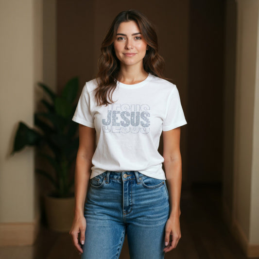 Sparkling Jesus T-shirt-White