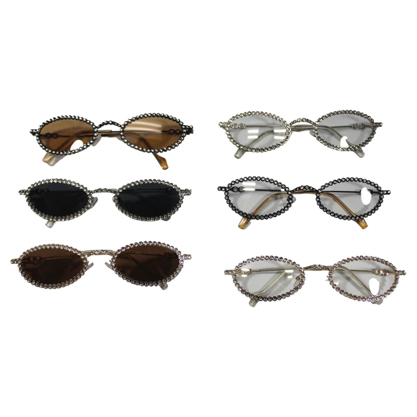 Oval Rhinestone Sunglass Set - KT23