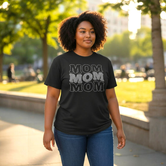 Sparkly Mom T-shirt-Black