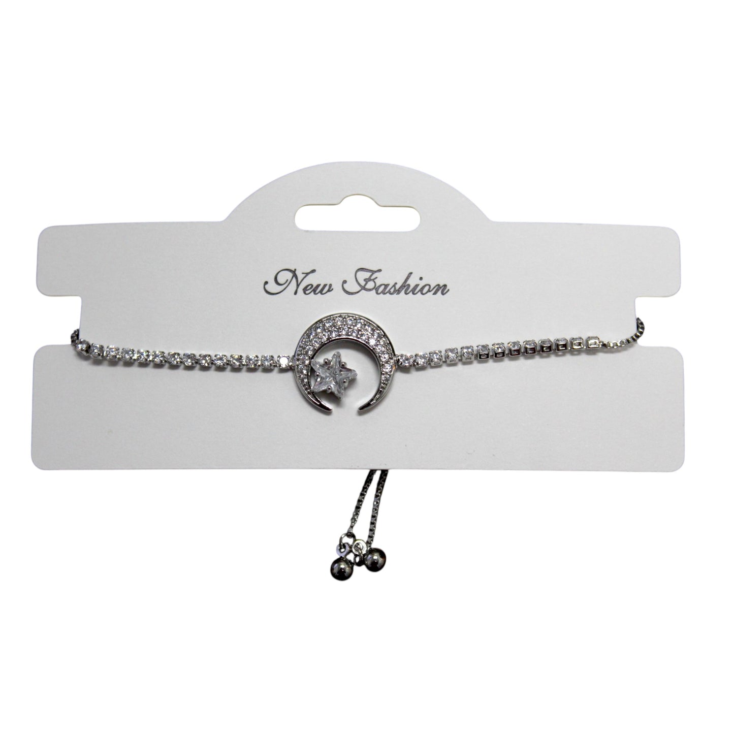 Sparkly Moon & Star Bracelet - Silver (1 Dzn)
