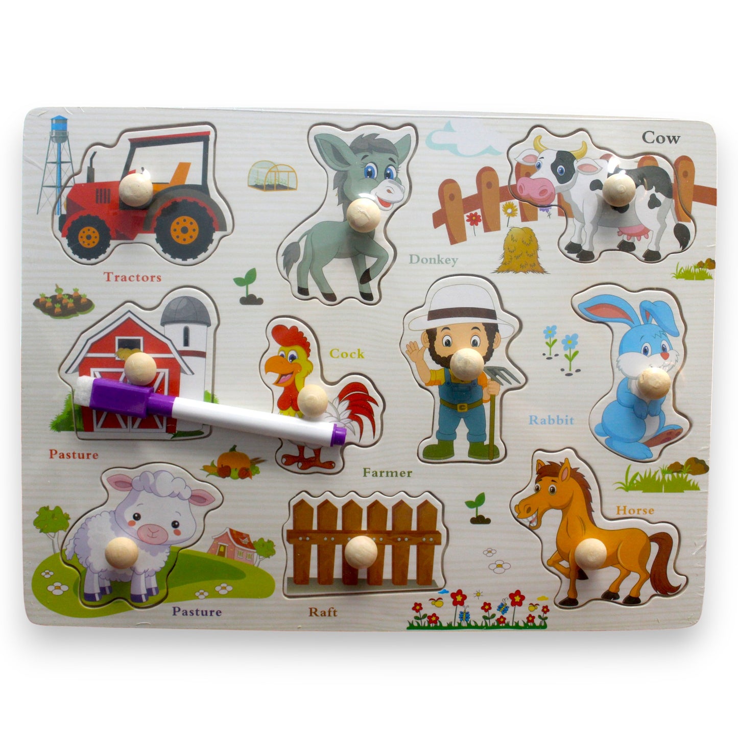 Farm-Themed Nail Art Puzzle Board (1 Dzn)