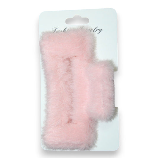 Fuzzy Hair Clip -Light Pink (1 Dzn)