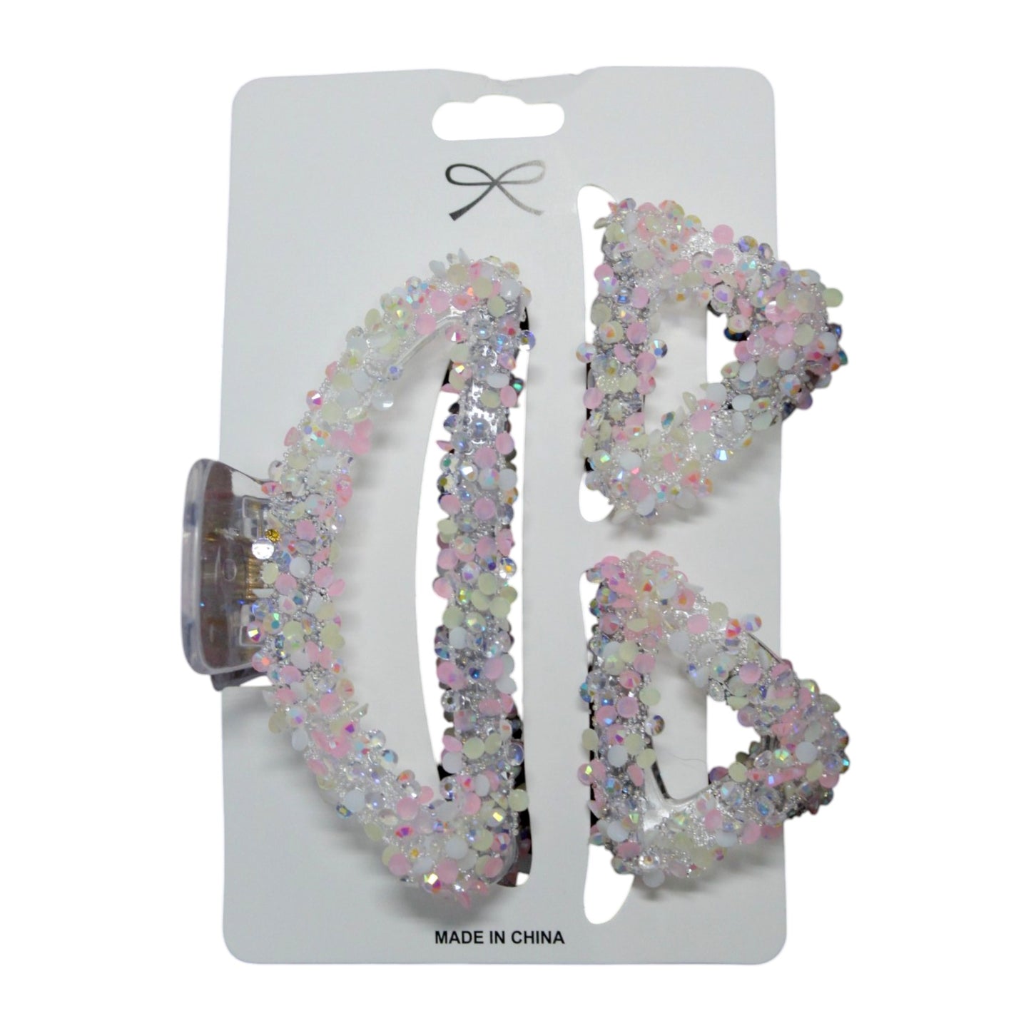 Sparkly Hair Clip Set - Pink & White (1 Dzn)