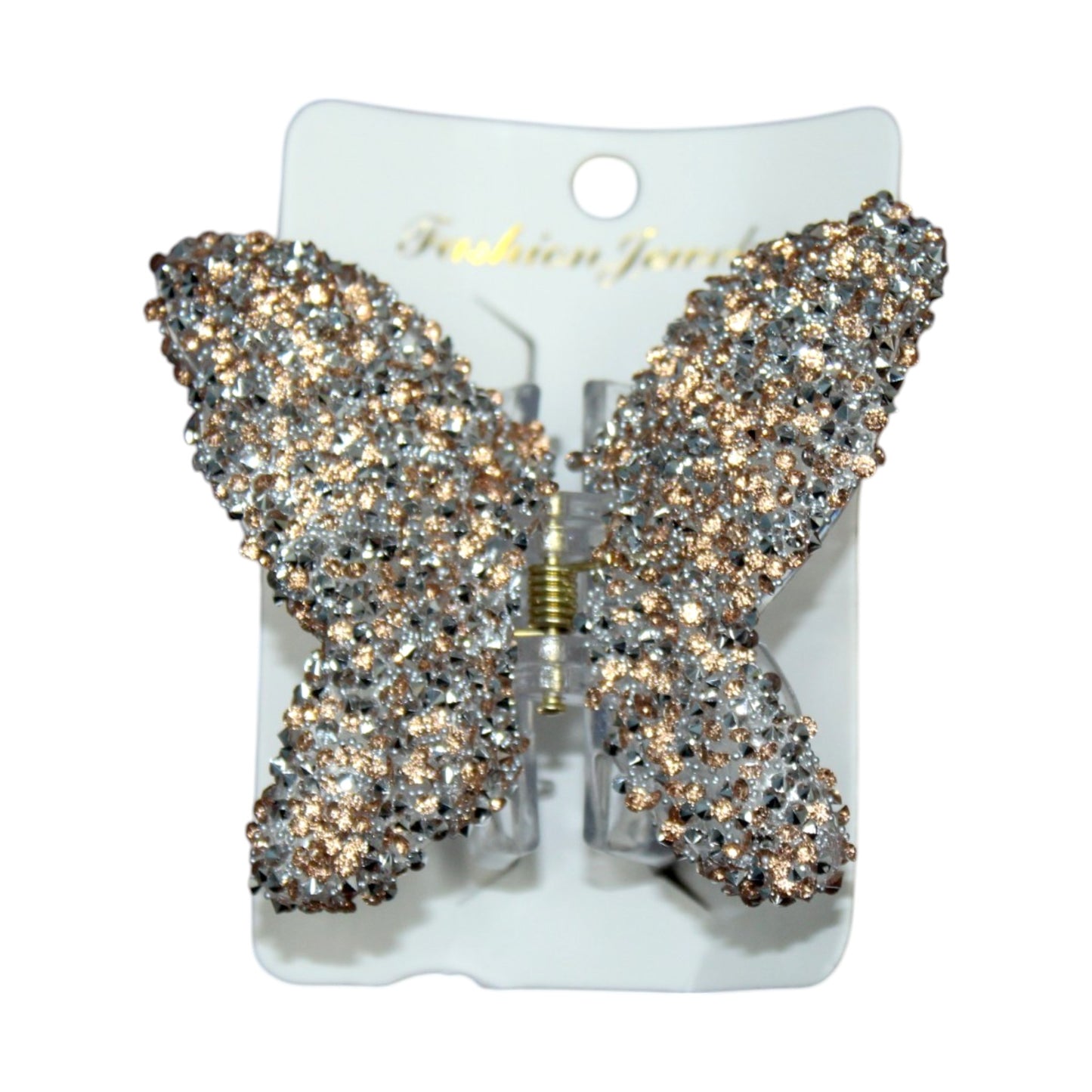 Sparkly Butterfly Hair Clip - Rose Gold (1 Dzn)
