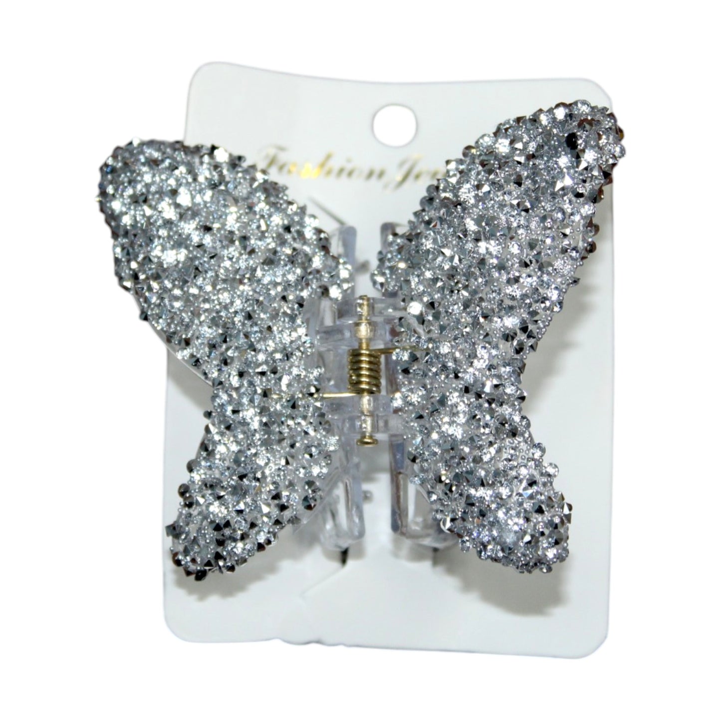 Sparkly Butterfly Hair Clip - Light Silver (1 Dzn)