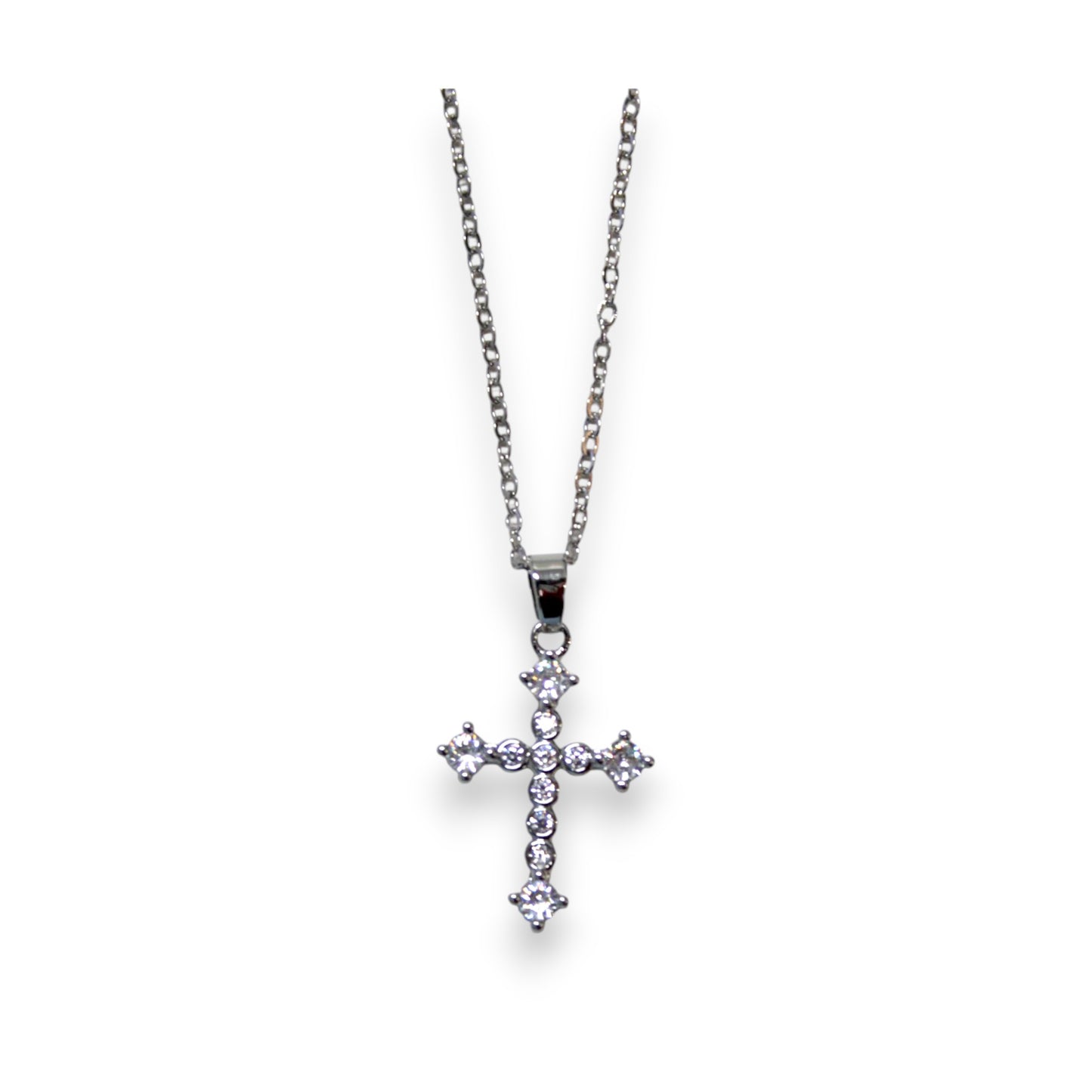 Sparkly Cross Necklace - Silver (1 Dzn)