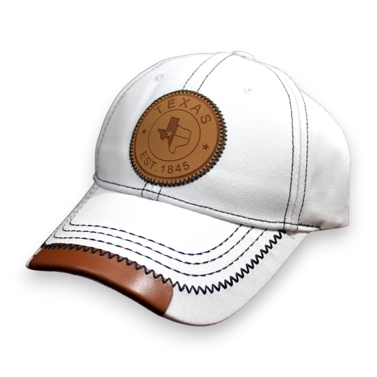 Texas Leather Patch Hat - White (1 Dzn)