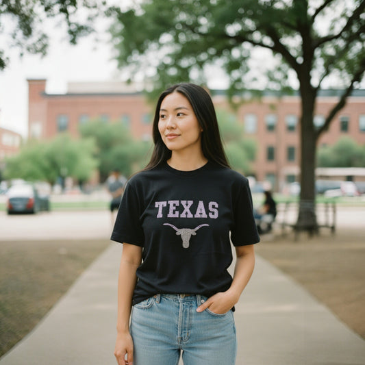 Sparkly Texas Longhorn T-Shirt - Black