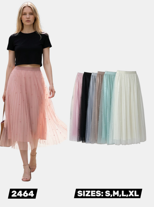 2426- FLOATING PEARL MESH SKIRT - $108/2DZN