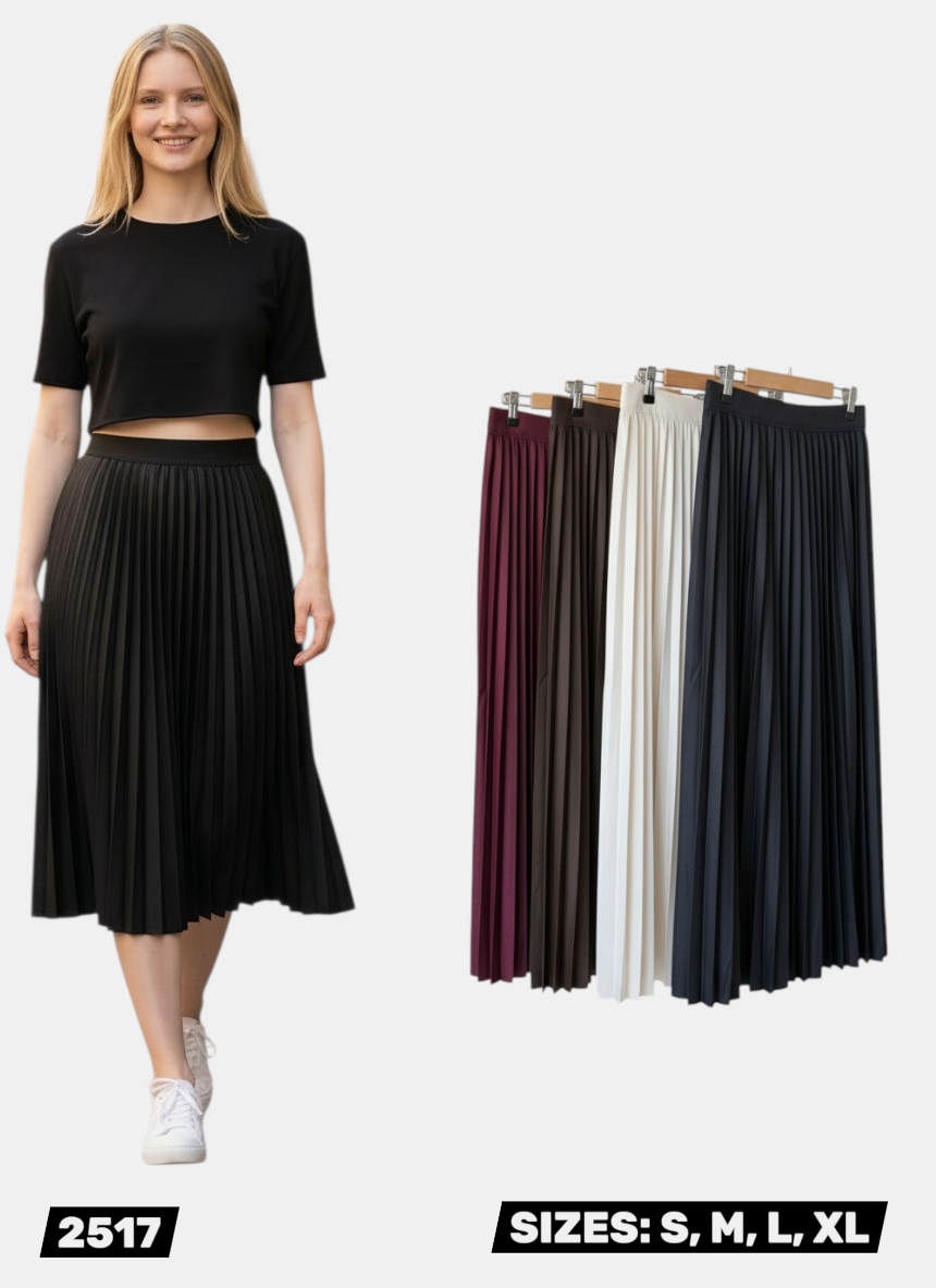 2517- CLASSIC PLEATED MAXI SKIRT- $108/2DZN