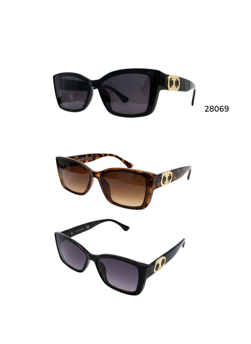 28069 GOLD EDGE RECTANGLE SUNGLASSES- $30/DZ