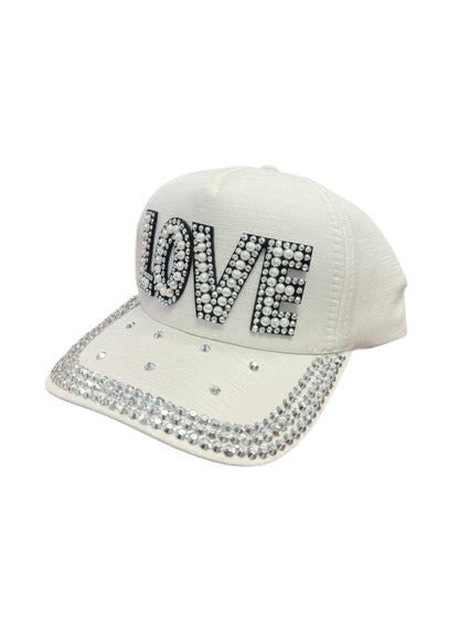 SPARKLY WHITE LOVE CAPS- $42/DZN
