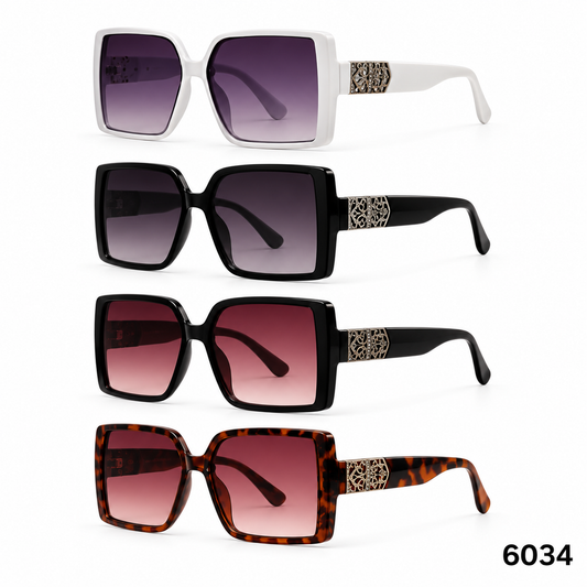 6034 Bold Mesh Square Sunglasses- 1 Dzn