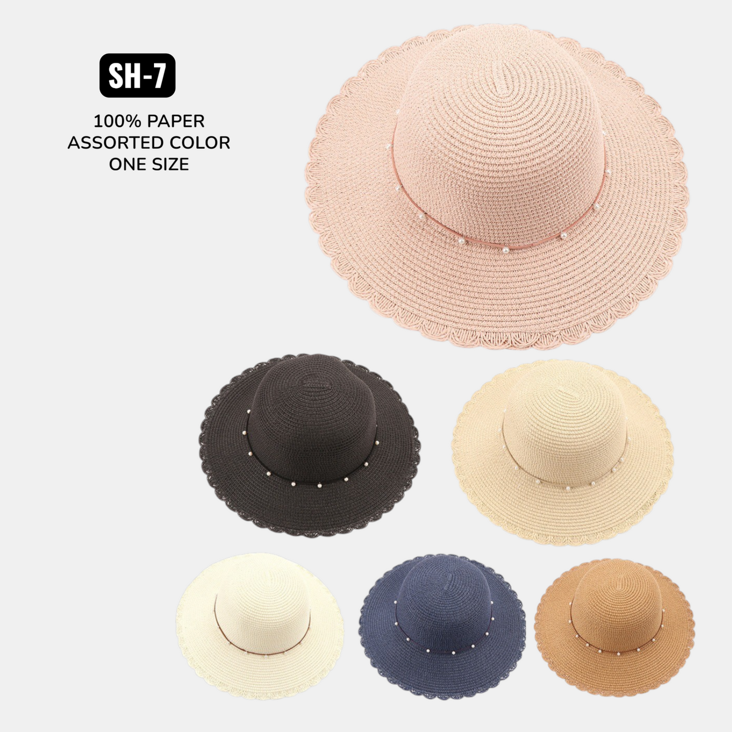 SH-7 SCALLOPED PEARL SUNHAT-$36/DZN
