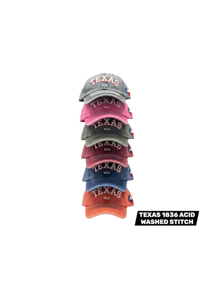 TEXAS 1836 ACID WASHED STITCH CAPS- $42/DZN