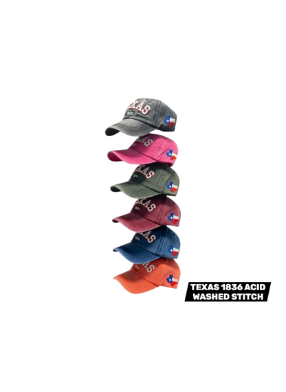 TEXAS 1836 ACID WASHED STITCH CAPS- $42/DZN