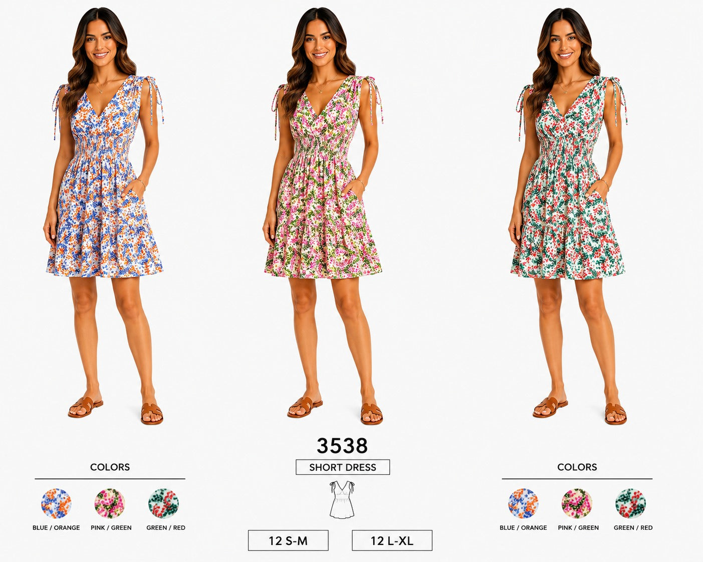 Short Floral Dress (12 S-M / 12 L-XL) 24 PCS