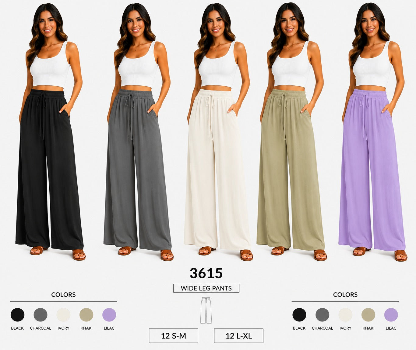 Wide Leg Pants (12 S-M / 12 L-XL) 24 PCS