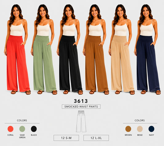 Smocked Waist Pants (12 S-M / 12 L-XL) 24 PCS
