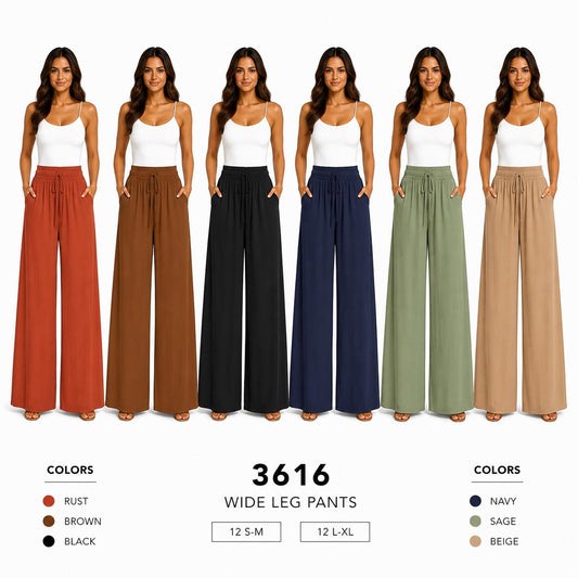 Wide Leg Pants (12 S-M / 12 L-XL) 24 PCS